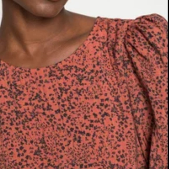 Selected FEMME Floral Print Pintucked Top blouse burgundy black - Picture 3 of 12